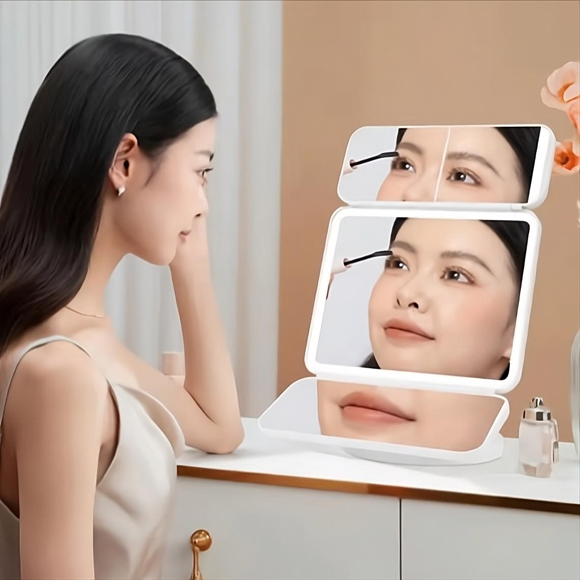 Miroir de Maquillage éclairé 3 en 1